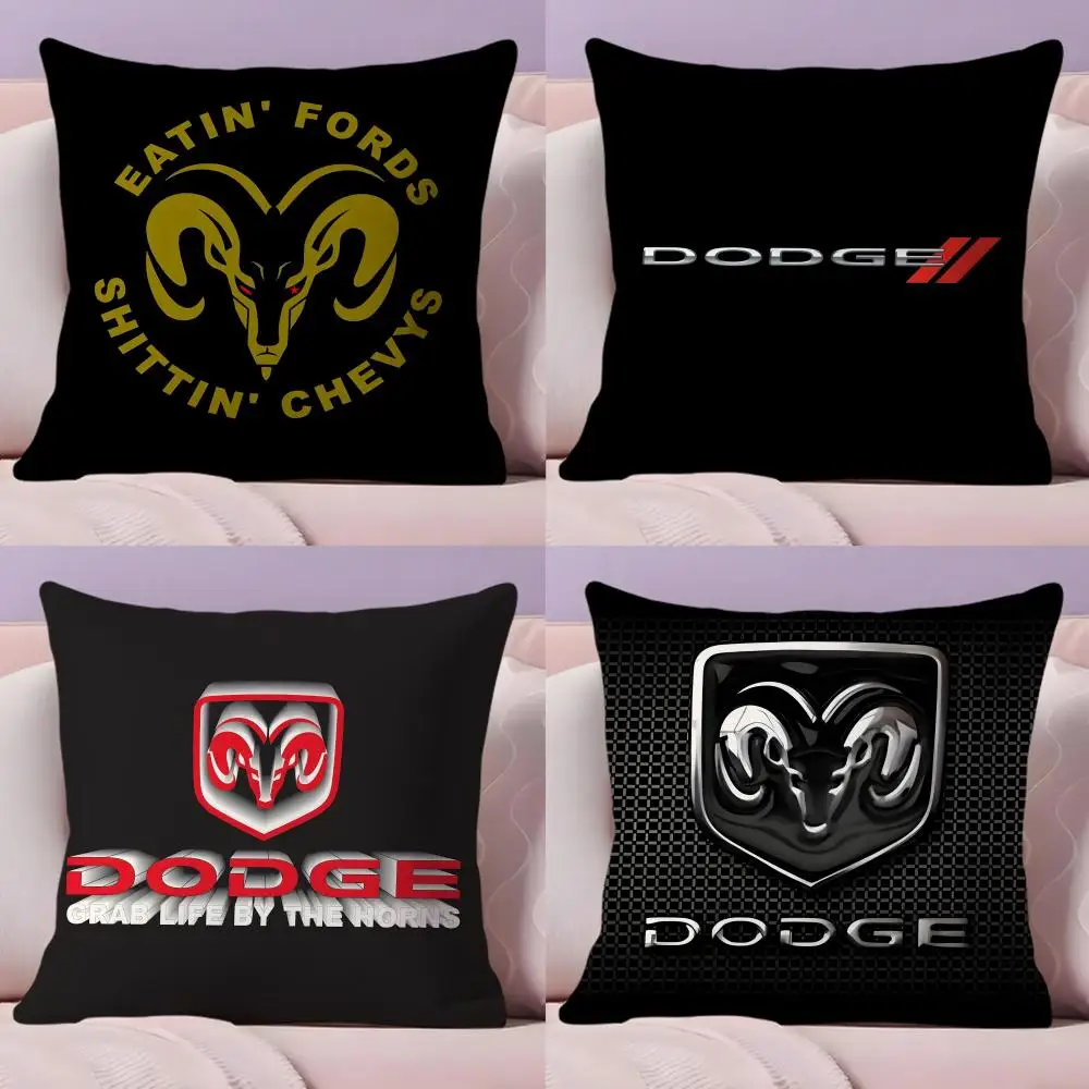 D-Dodges Car Logo Cushion Cover Plush Fabric Soft Double-Sided Printed Sofa  Pillow Case Colorfast Home Decor Gift