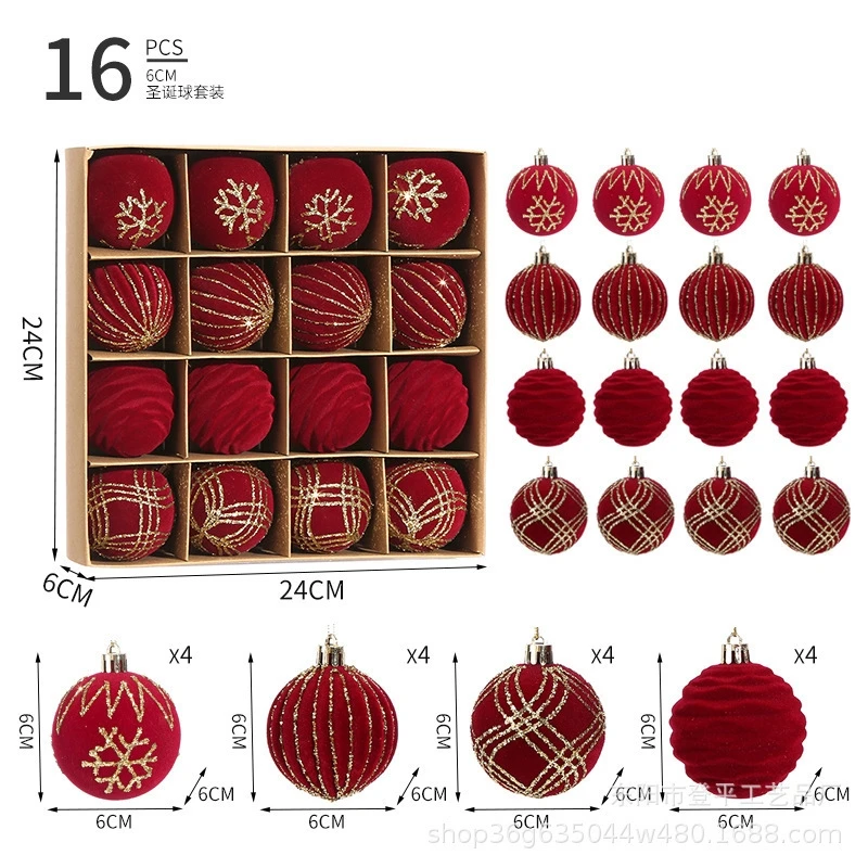 

Flocking Christmas Ball Set 6cm Green Tree Hanging Ornaments For Xmas, Wedding Birthday Party Decoration