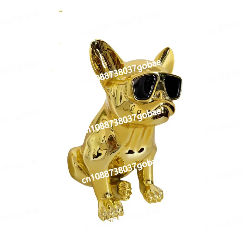 Gold silver electroplated resin glasses sunglasses magic dog advanced sense art light luxury decorative ornament