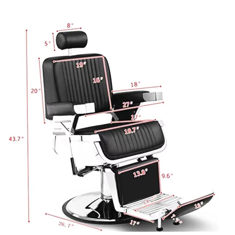 Beauty Barbershop Antique Salon Barber Chair  Stainless Steel Hair Chair Salon Styling Barber Chair