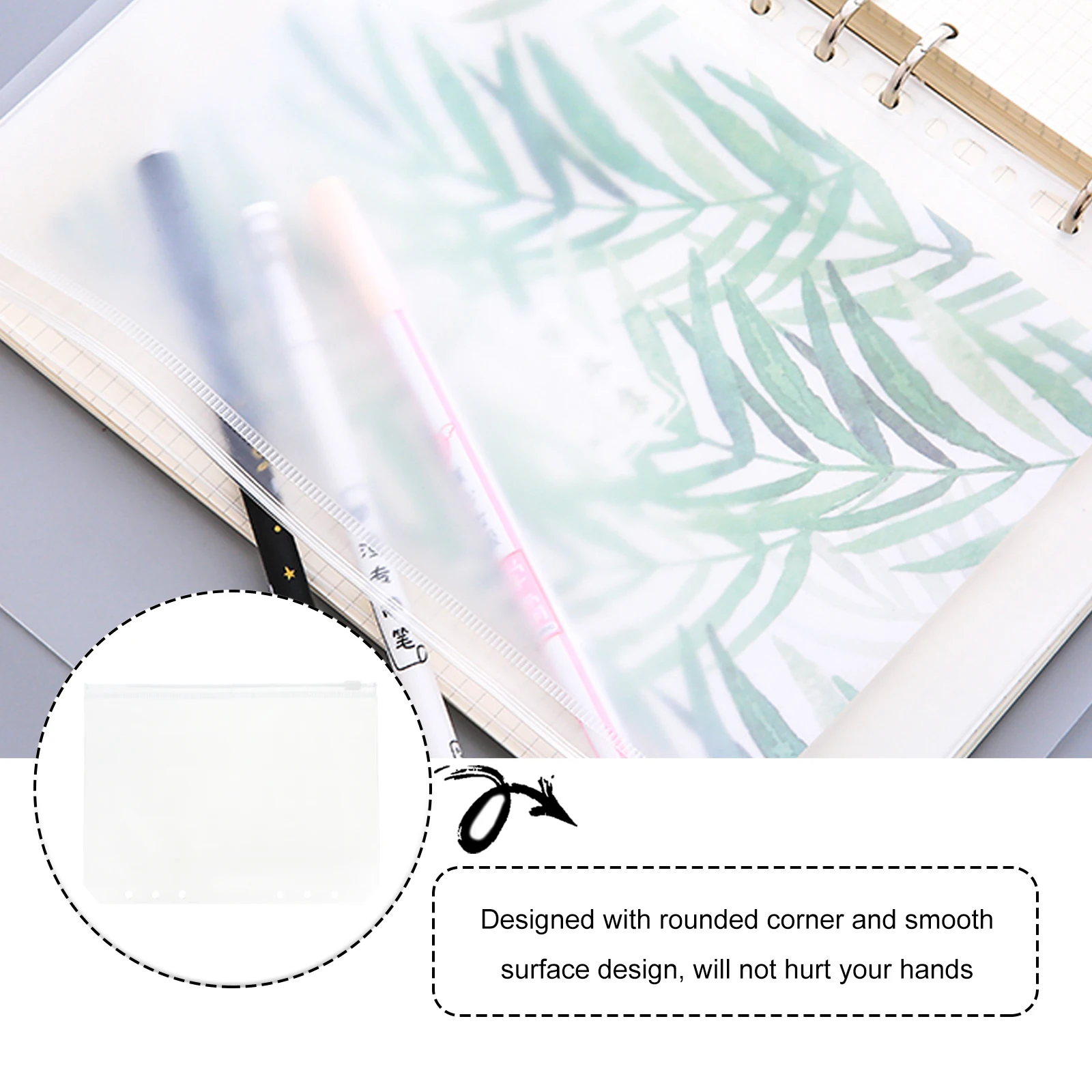 

10 pcs PVC Zipper Bags Lightweight Office Study Business Cards Notes Receipts Portable Storage Pouches Binder Pocket