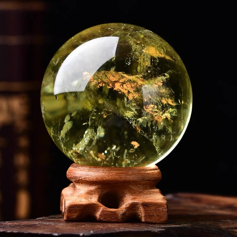 High quality! Natural Citrine Clear Crystal Sphere Home Decoration