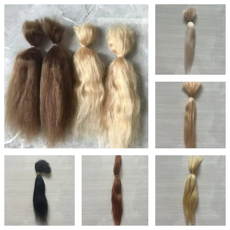 

New 10 Pieces/Lot 100% Pure Mohair Reborn Doll Hair With Light Golden/Dark Brown/Gold Color Fit For DIY Reborn Doll Accessories