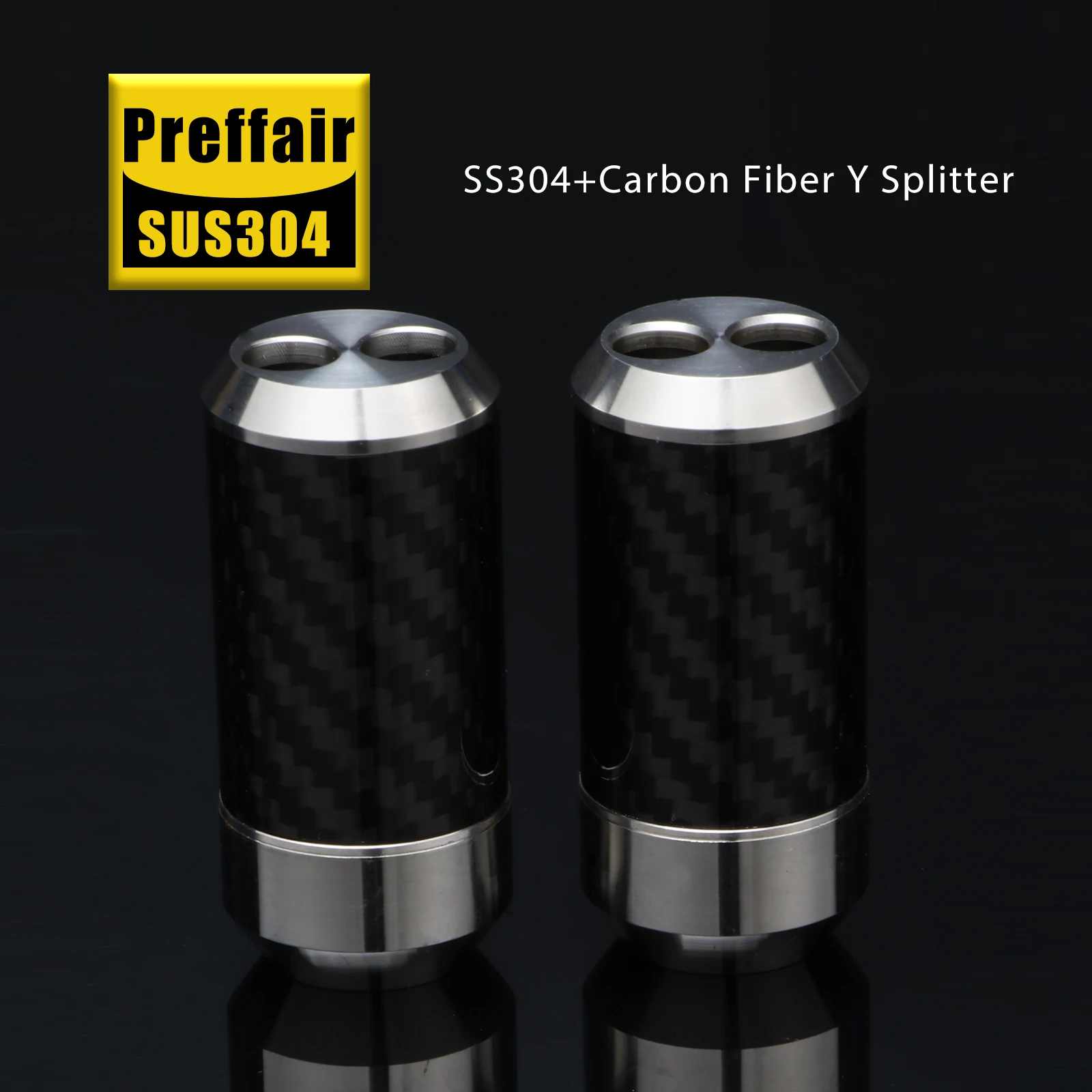 Preffair A1606B A1609B 4 stuks 304 roestvrij staal koolstofvezel broekkabel Y-splitter voor audio-/luidsprekerkabel 16 mm tot 2 * 9 mm / 6 mm