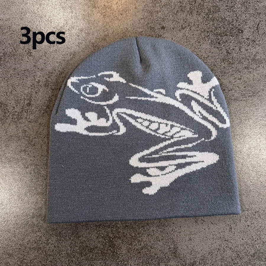 Tree Frog Pattern Beanie Knitted Cap for Men & Women, Outdoor Sports Warm Ski Hat, image 7