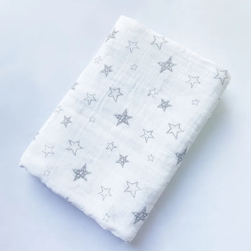 Newborn Muslin Blanket Baby Cotton Gauze Infant Swaddling Blanket Bedding Kids Bath Towel Pattern 110*110 cm