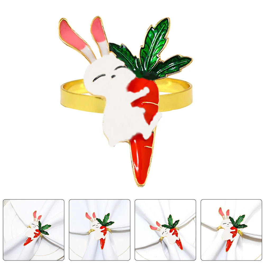 

4Pcs Easter Bunny Carrot Napkin Rings Creative Table Decor Party Supplies Elegant Dining Accessories Easter Napkin Rings