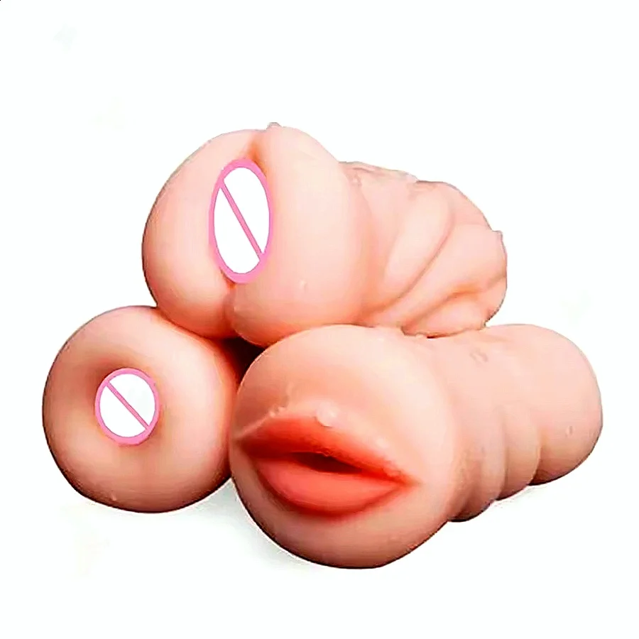 Soft Silicone Masturbation Cup Artificial Mouth Vagina Anal Man Masturbator Deep Throat Vacuum Stimulator Sex Toys For Men