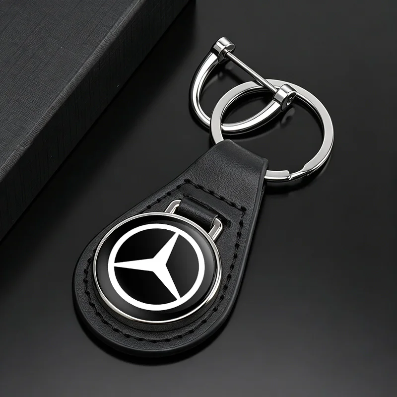 Portachiavi in Pelle per Auto, Accessori e Ciondoli in Metallo per Mercedes Benz W211 W203 W204 W210 W124 AMG W202 W212 W222