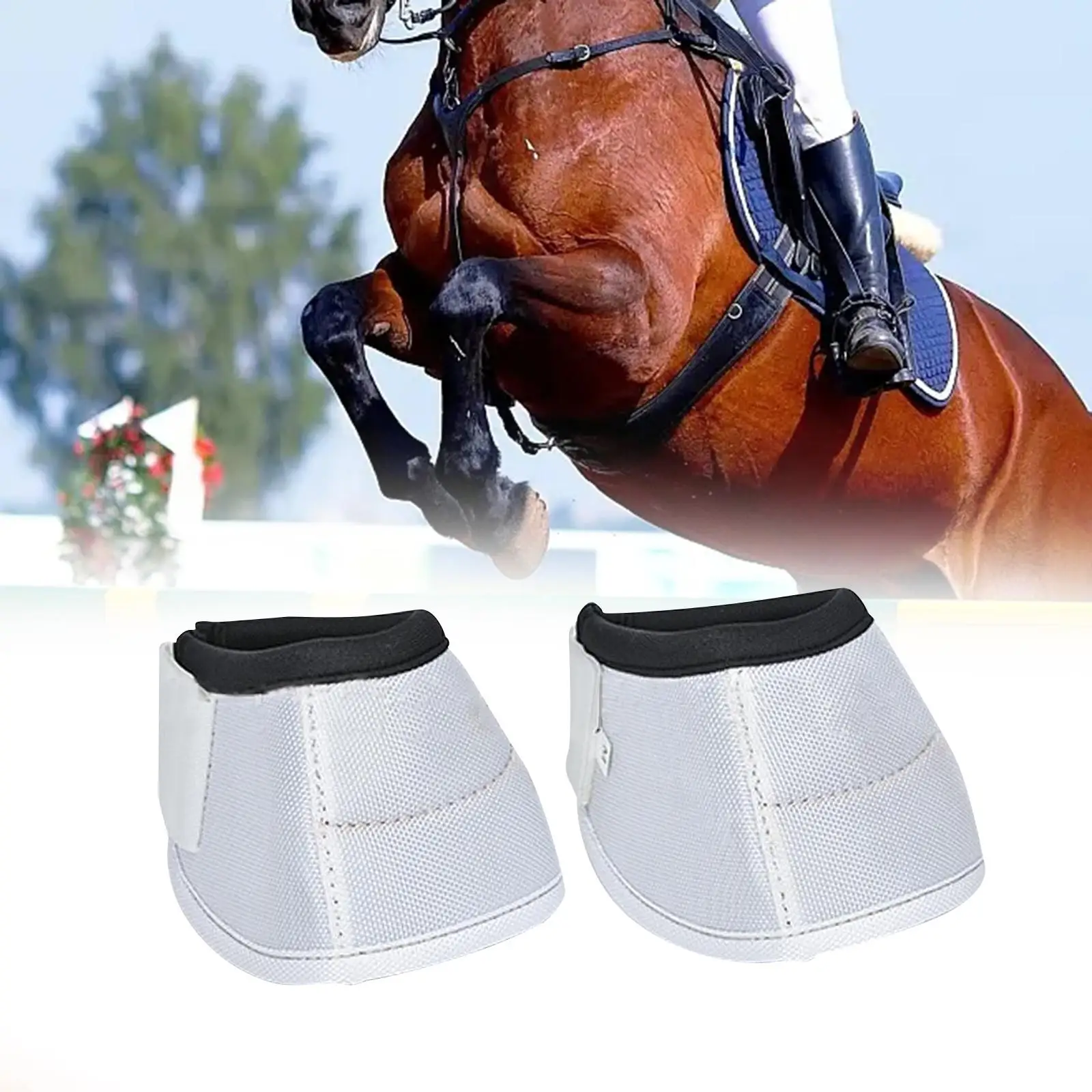 2Pcs Horse Bell Boots Horse Care Boot Sturdy Tear Resistant Horse Protective Bell Boots 1680d Oxford Cloth for Everyday Use