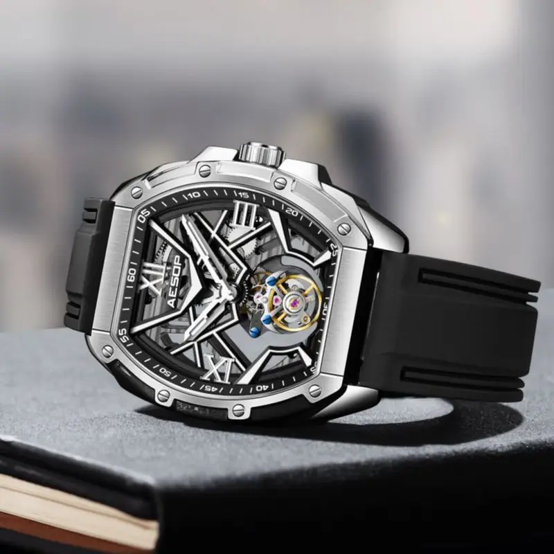 AESOP Tourbillon Movement Watch For Man 2023 Richard Skeleton Sapphire Luminous Men\'s Manual Mechanical Waterproof Watches 7059G