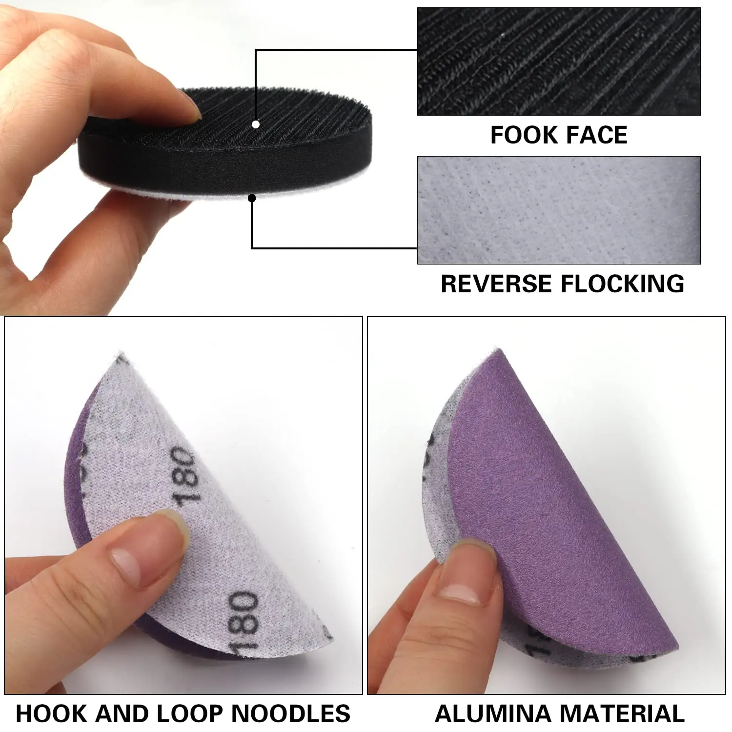 Dischi abrasivi da 3 pollici carta vetrata abrasiva a strappo in allumina viola grana da 600 a 5000 con platorello e tampone in schiuma morbida