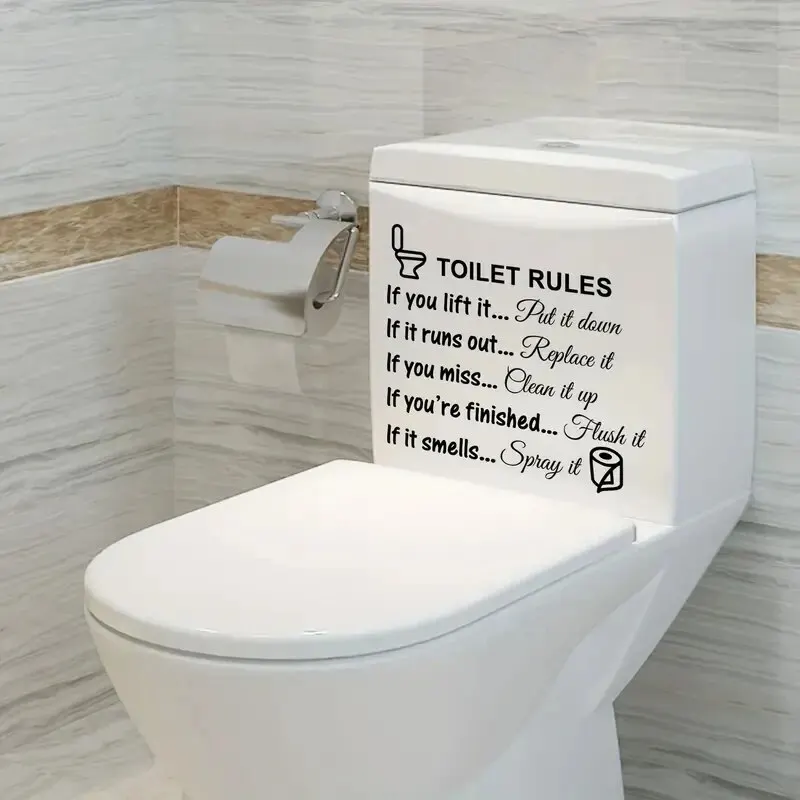 Toilet Sticker, Clean Pee Prompt Language, Little Man Toilet Seat Cover Sticker, Self-adhesive Wall Sticker, Bathroom Decoration