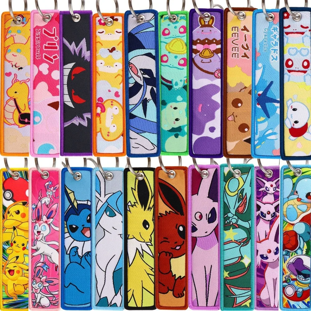 

DIY Pokémon Key Chain Charizard Psyduck Action Figures Fabric Woven Label Anime Peripheral Game Collection Holiday Gift