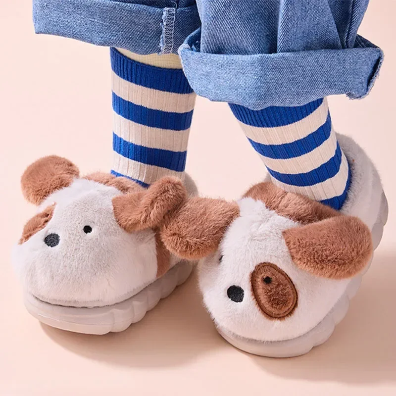 Pantoufles en coton pour enfants, tongs de dessin animé mignon, plus velours chaud, chaussures de maison anti-aldes pour enfants, filles et garçons, automne et hiver