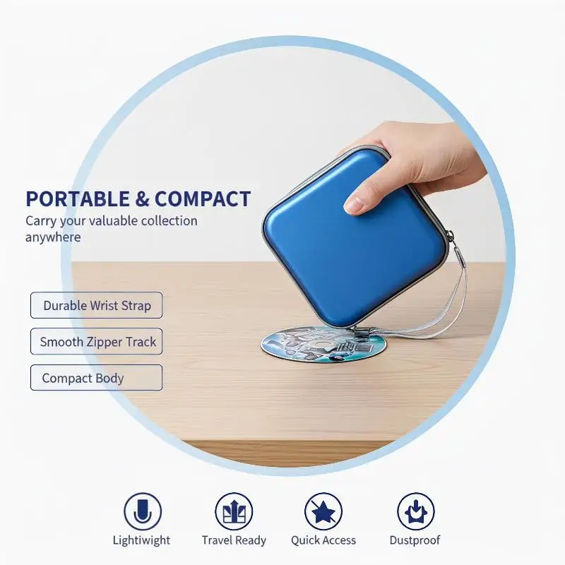 Zipper CD DVD Storage Wallet Case, Portable 40 Disc CD Sleeve Bag Album Box, Disc Organizer Holder CD Storage Cover