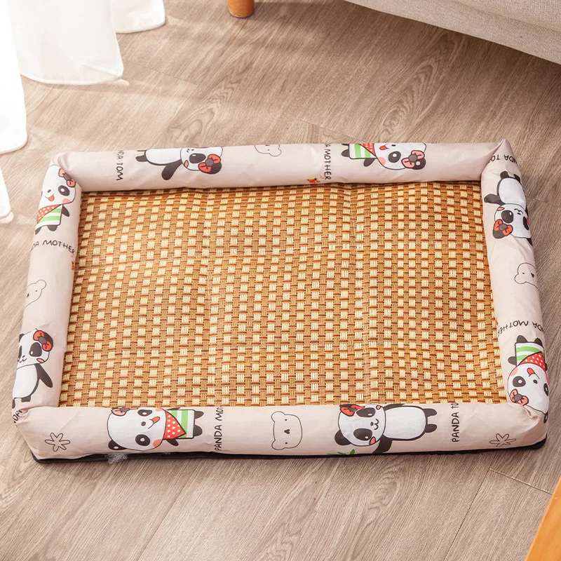 Pet Beds Sleeping Mat Dog Beds Rattan Woven Cat Sofa Bed Pet Cooling Mat for Cats Small Medium Dogs Beds Kitten Puppy Cushion