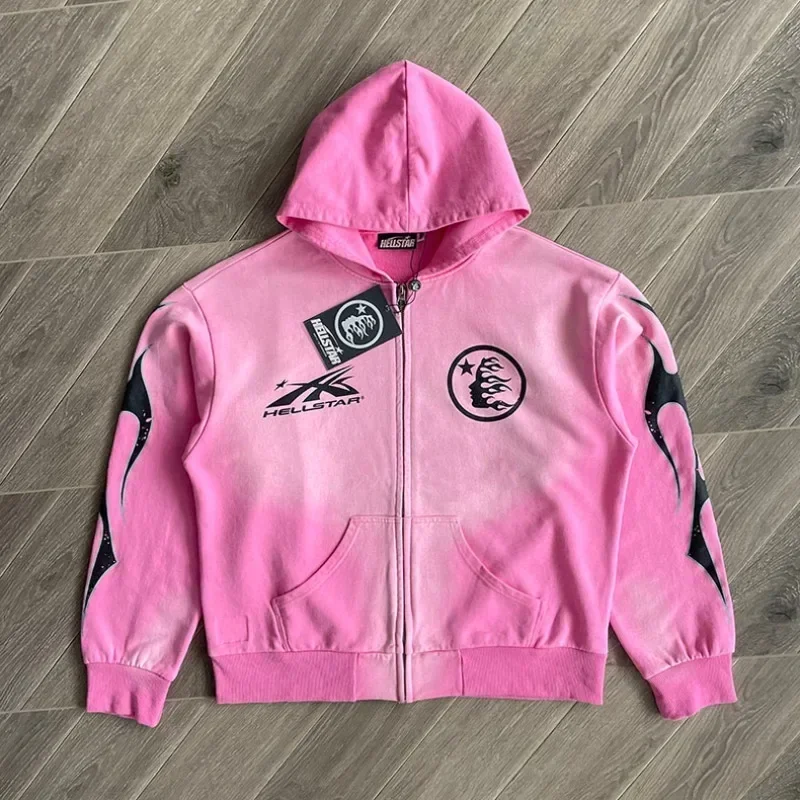 24ss gewaschen rosa Hoodie Top-Qualität Logo-Druck übergroße Herren jacke Frauen Kapuzen pullover