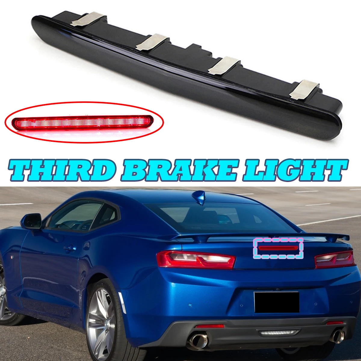 Car LED Rear Third High Mount Brake Light Red Stop Warning Lamp Accessories for Chevrolet Camaro 2016 2017 2018 2019 2020 2021