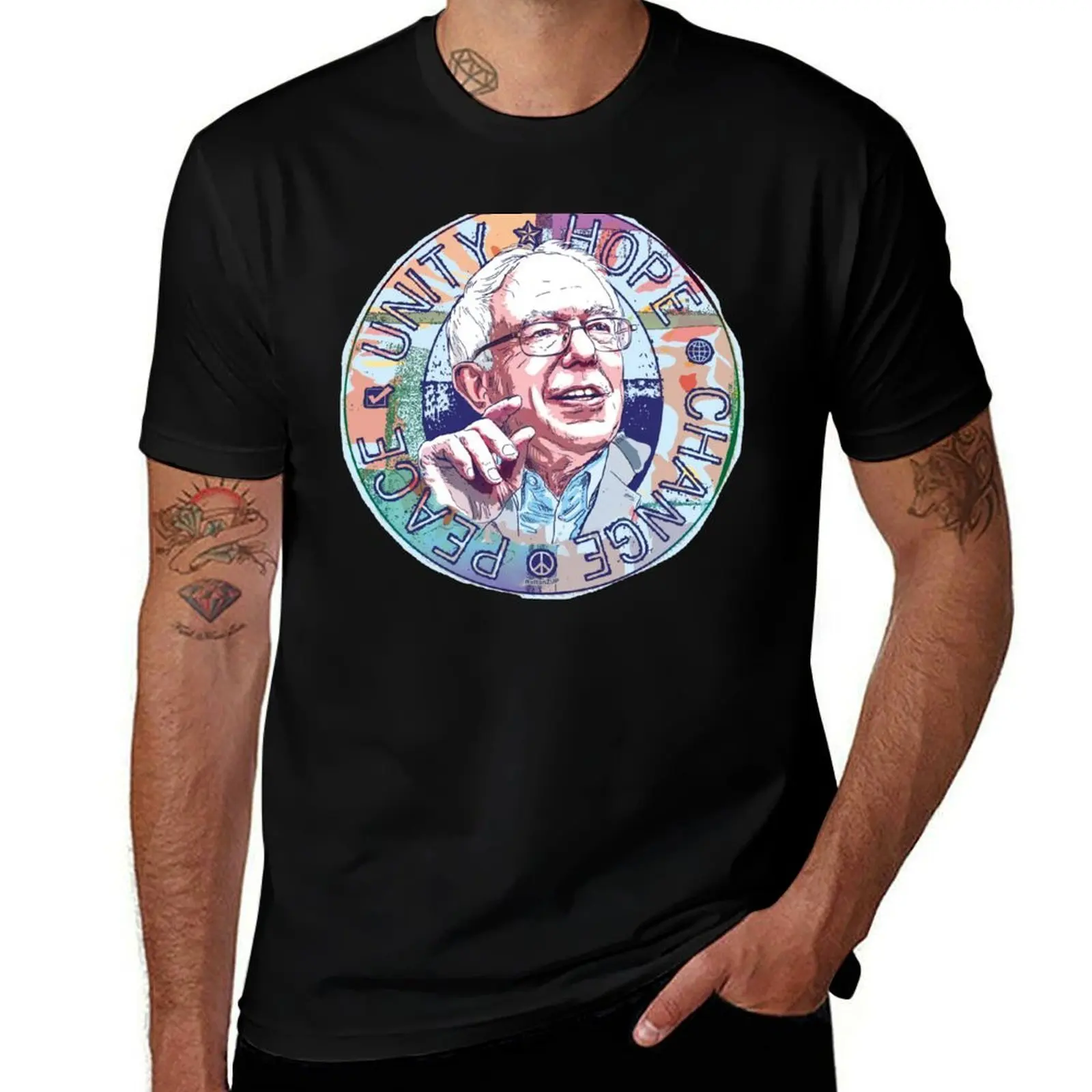 T-shirt Bernie Unity Hope Peace Change 2016, léger, sportif, basique