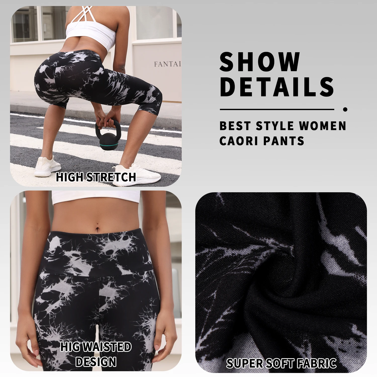 Women's High Waisted Capri Pants Super Soft Tummy Control No See Through Workout Yoga Running Athletic Push Up Gym Leggings