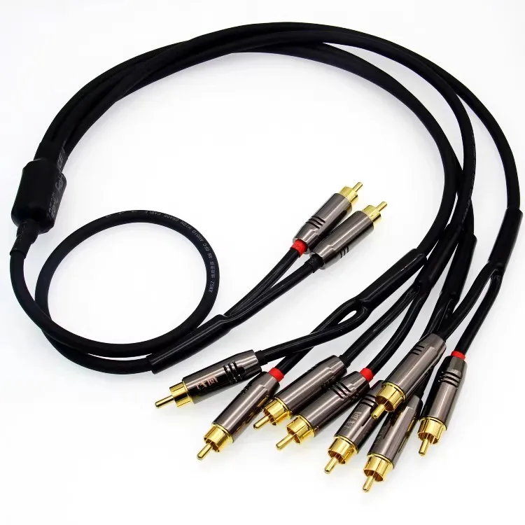 HIFI RCA 2 Male To 8 Male Splitter Cable For Speakers Independent Shielded Gold Plated Connector Aux Cord For Speaker Subwoofer