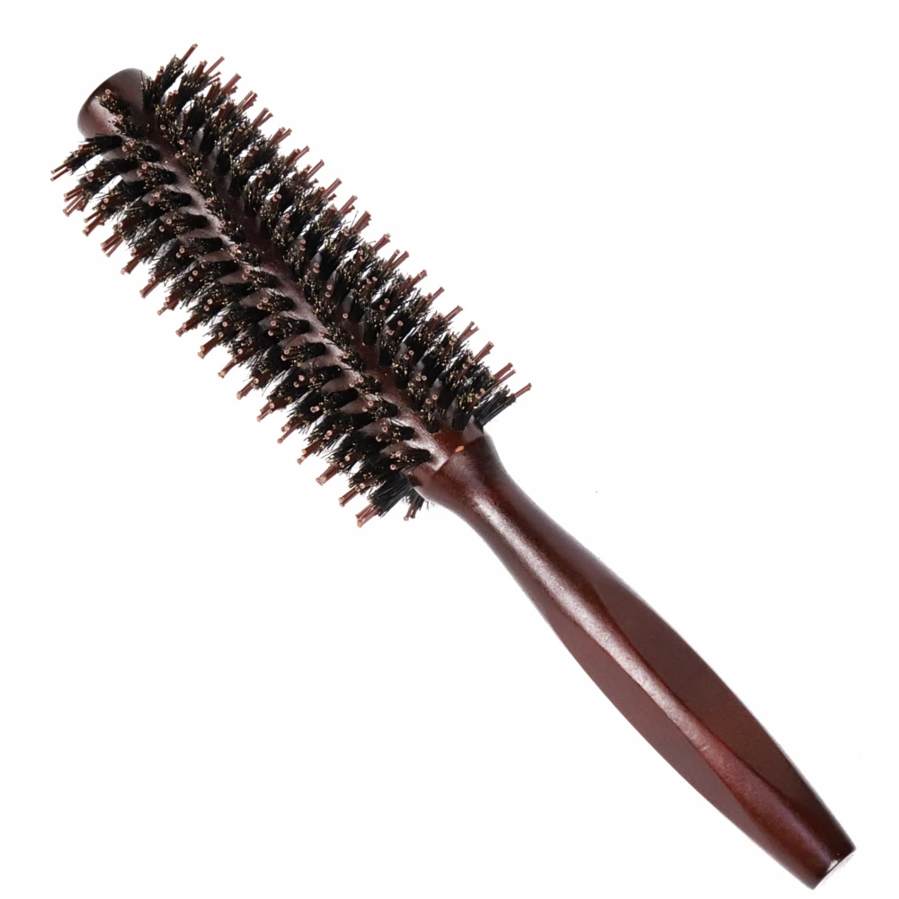 Anti Static Wood Boar Bristle Roling Brush Straight Twill Hair Comb Round Barrel Blowing Curling DlyHairdressing Styling Tool