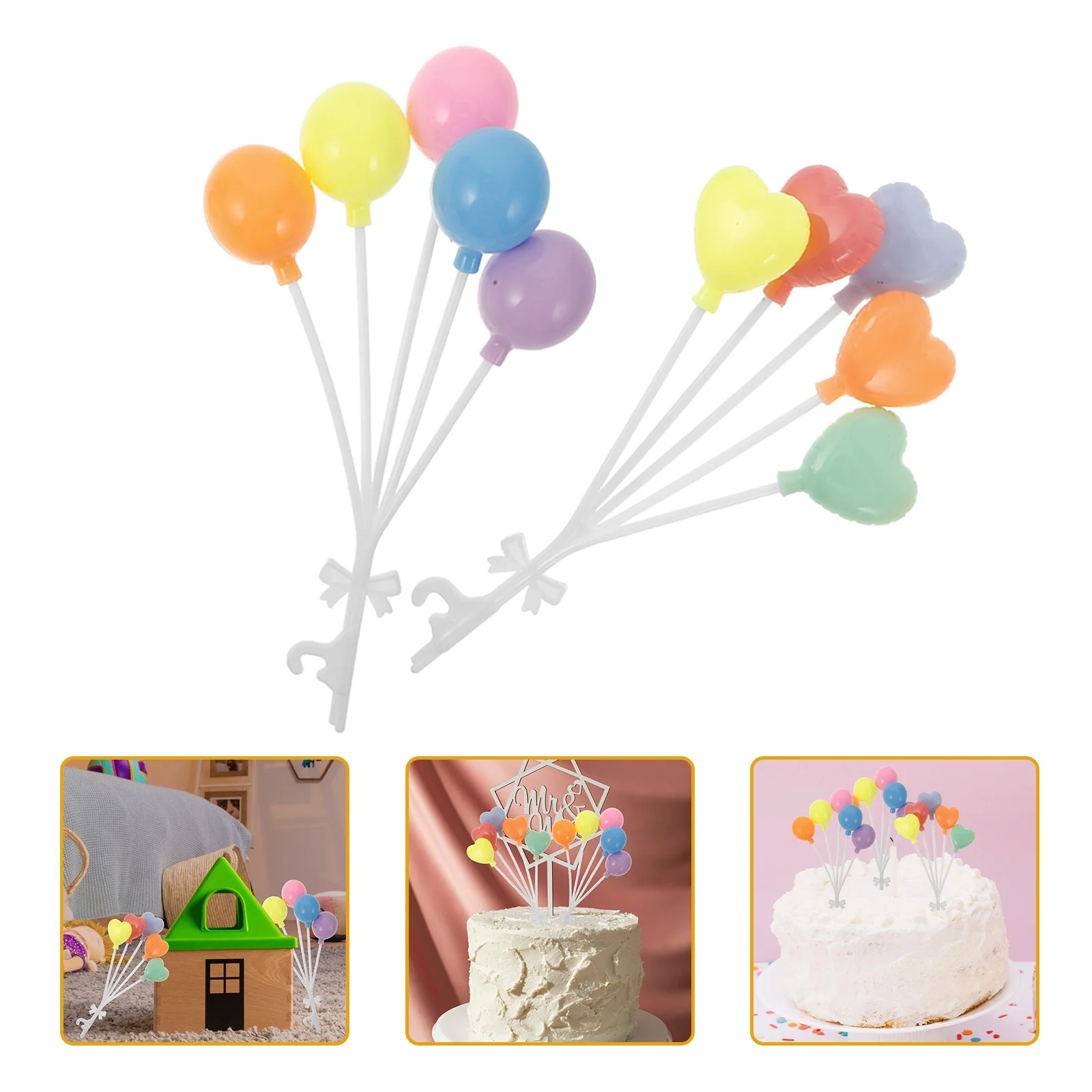 

8 Pcs Dollhouse Balloon Balloons Cake Topper Mini Toppers Cupcake Round Car Decorations Plastic