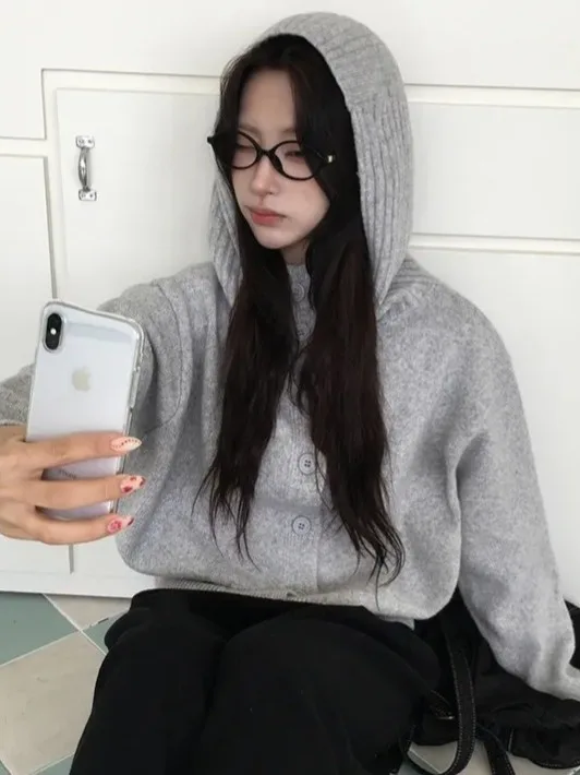 سترة نسائية أنيقة بغطاء للرأس بأزرار علوية مقاس صغير Sli Age-Defng سترة طويلة Sve ملابس خارجية للخريف Jaet #1