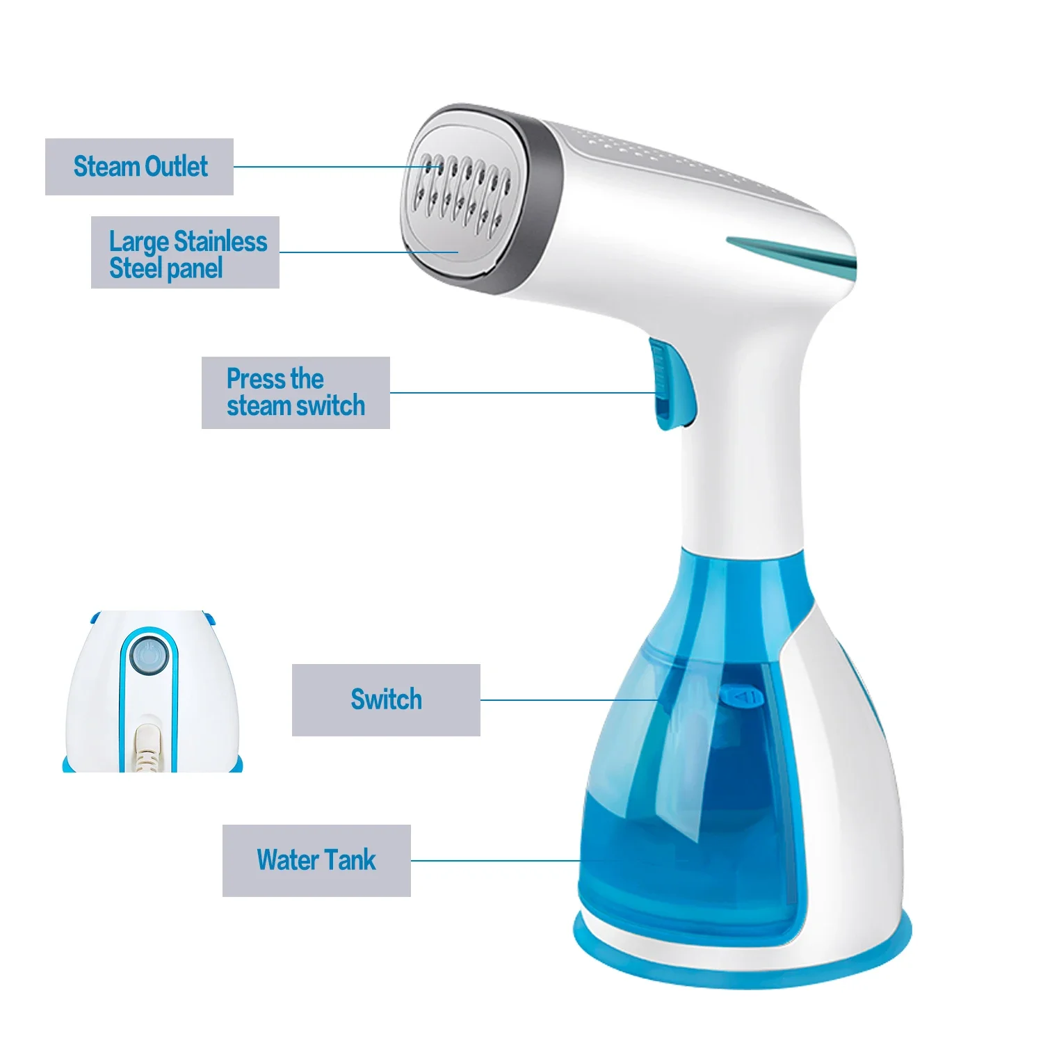 Electric 220V Press Steamer Iron Handheld Clothing Steamer Machine 1500w Garment Steamer