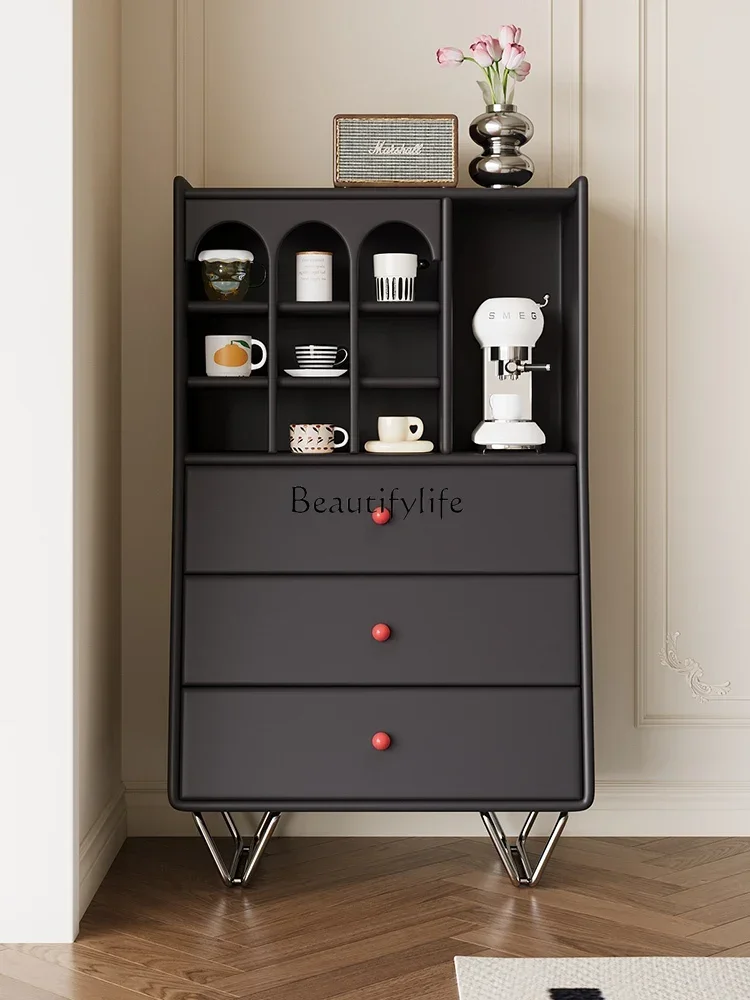 13French light luxury solid wood living room small vertical cabinet storage bedside table replacement rack