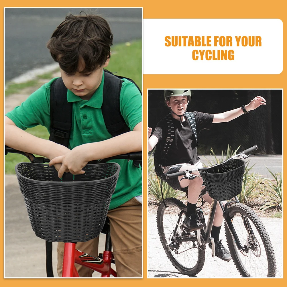 

Front Bicycle Basket with Pre-Drilled Holes Stylish Handlebar Mounted Bike Basket Reusable Woven Design for Easy Installation