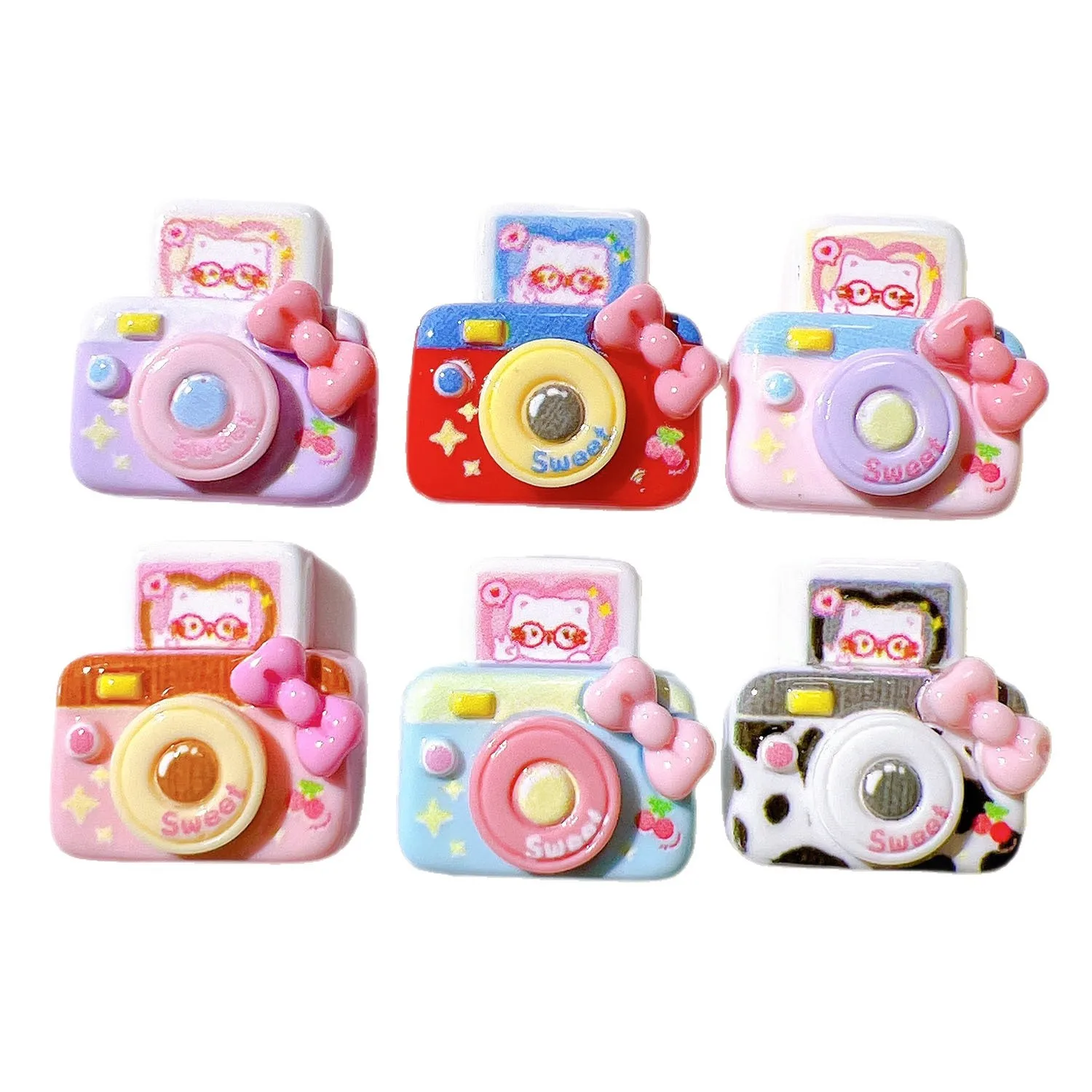 100pcs Wholesale Resin Miniature Hello Kitty Camera Craft Home Decoration DIY for Dollhouse Accessories