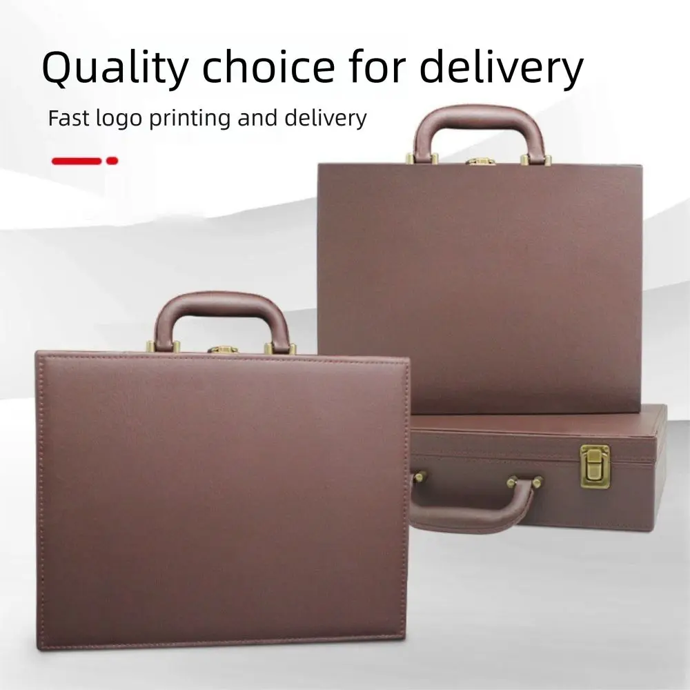 

PU Leather Room Delivery Box Large Capacity Card Slot Business File Box Lightweight Pen Slot Portable Small Suitcase