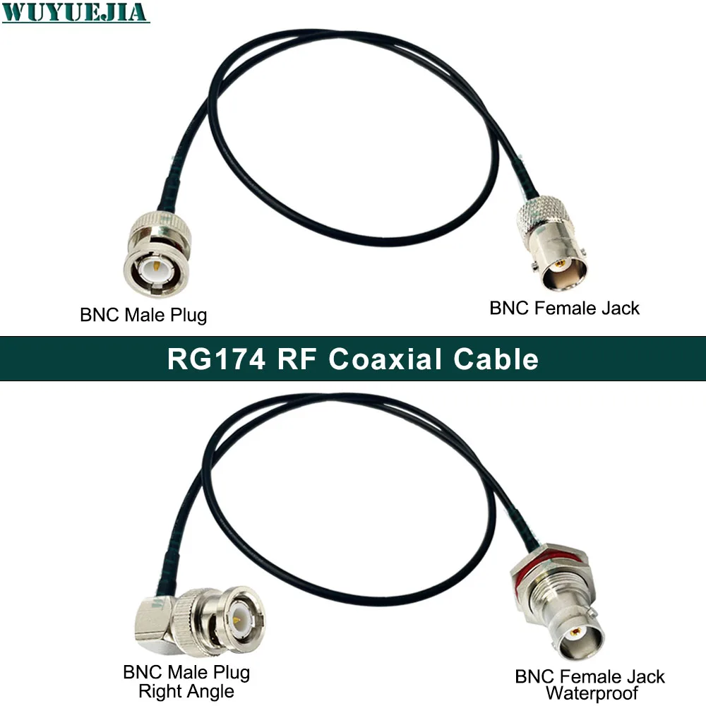 RG-174 Cable BNC Male Plug Right Angle To BNC Female Bulkhead Connector Extension RF Coaxial Jumper Pigtail For Radio Equipment