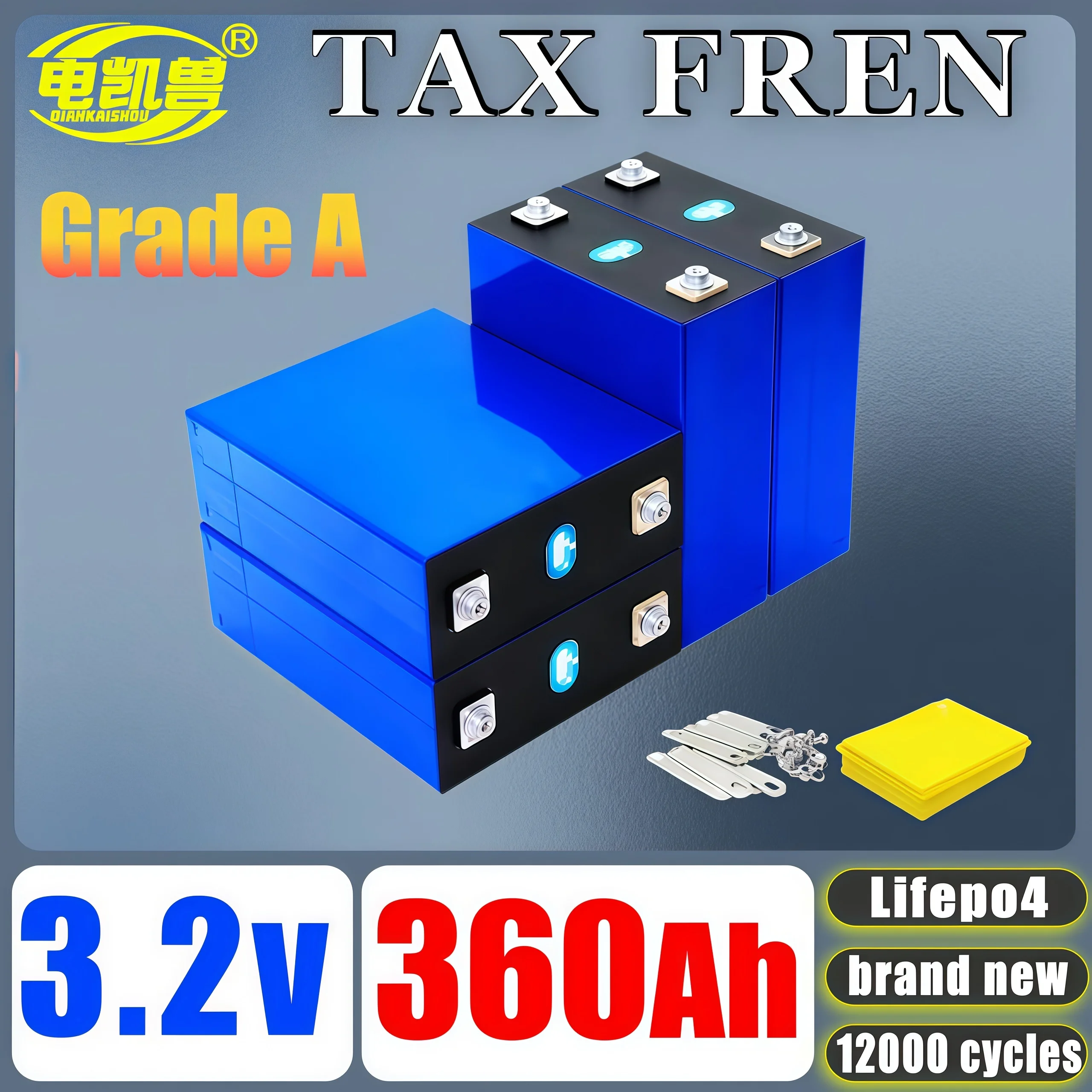 3.2 فولت LiFePO4 بطارية جديدة 340Ah 360Ah عالية الطاقة تخزين الطاقة لتقوم بها بنفسك 12 فولت 24 فولت 48 فولت ليثيوم فوسفات الحديد الصف أ للخدمة الشاقة #1