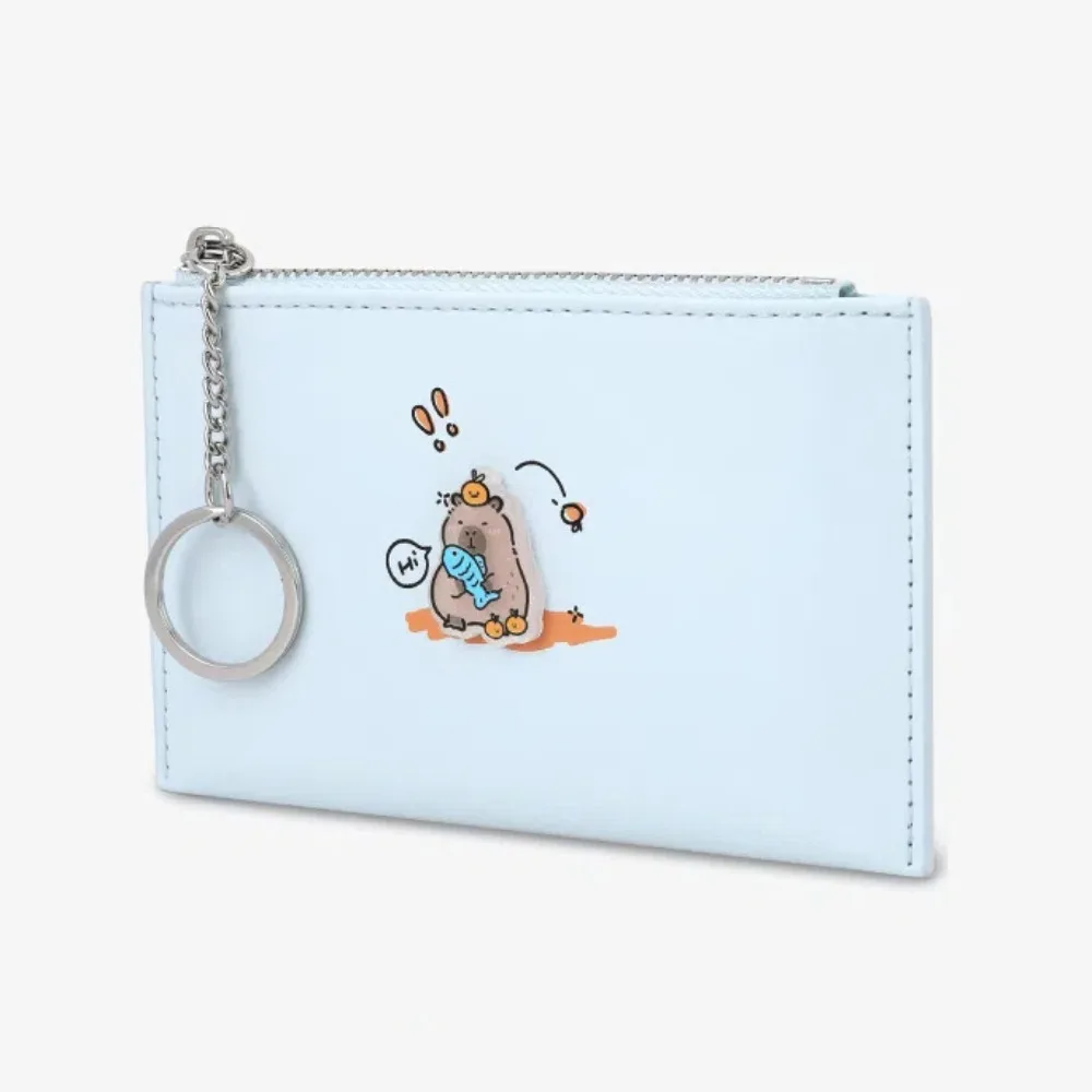 محفظة كابيبارا اللطيفة المقاومة للماء على الطراز الكوري PVC PU محفظة مبسطة حامل بطاقات متعدد جيب للصور حقيبة صغيرة معلقة