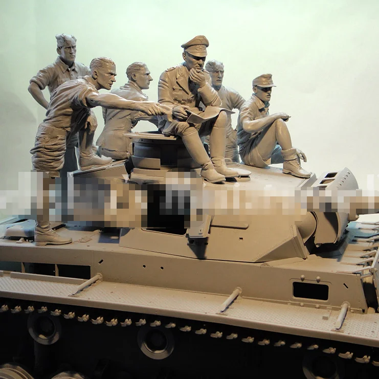 1/16 Model z żywicy figura GK, bez czołgów, 6 figur, niemiecki, niezmontowany i niemalowany zestaw