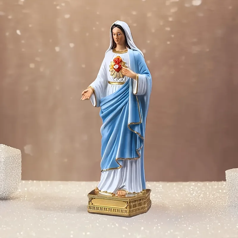 Virgin Mary Grace Statue Collectible Figurines 8.4 Inch Colorful Resin Catholic Religious Statue Traditional Hand Painted Immacu
