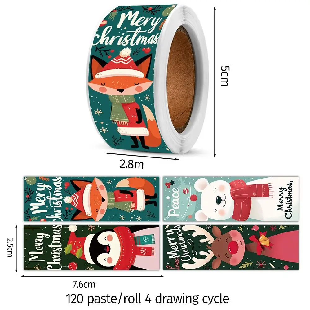 120 قطعة متعدد الألوان عيد ميلاد سعيد ملصقات نمط مختلط 7.6*2.5 سنتيمتر ختم تسميات شجرة عيد الميلاد الغزلان DIY بها بنفسك اكسسوارات