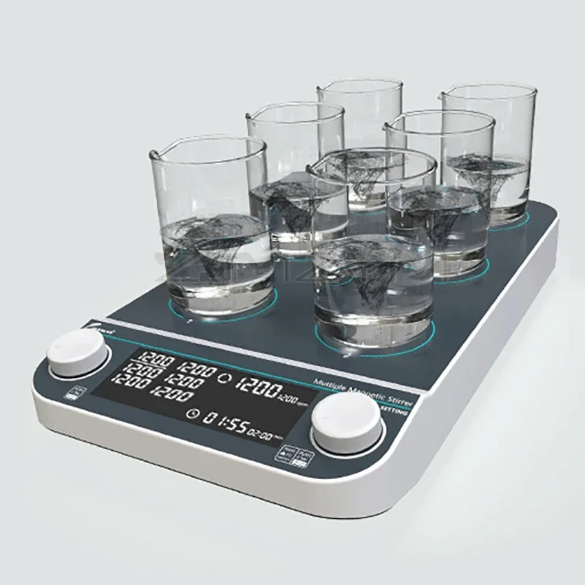 MMS6pro Multi-Position Magnetic Stirrer 1500rpm 6*500ml Electric Magnetic Stirrer Laboratory LCD Digital Display Magnetic Mixer