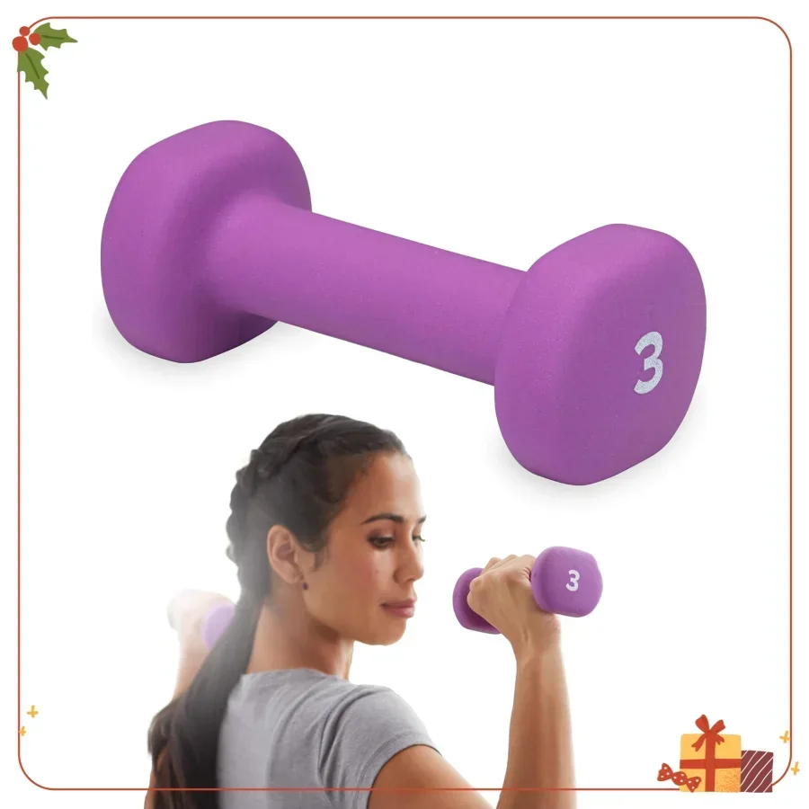 Single 3lb Neoprene Exercise Dumbbell - Lightweight Hand Weight for Toning, Home Workouts, and Fitness Training