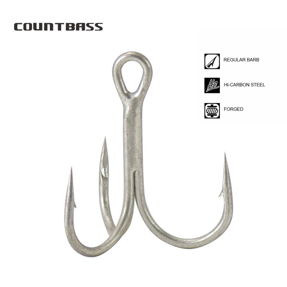 

COUNTBASS 20PCS Round Treble Fishing Hooks Tin Plating 2# 4# 6# 8# For Saltwater Lures Hardbaits