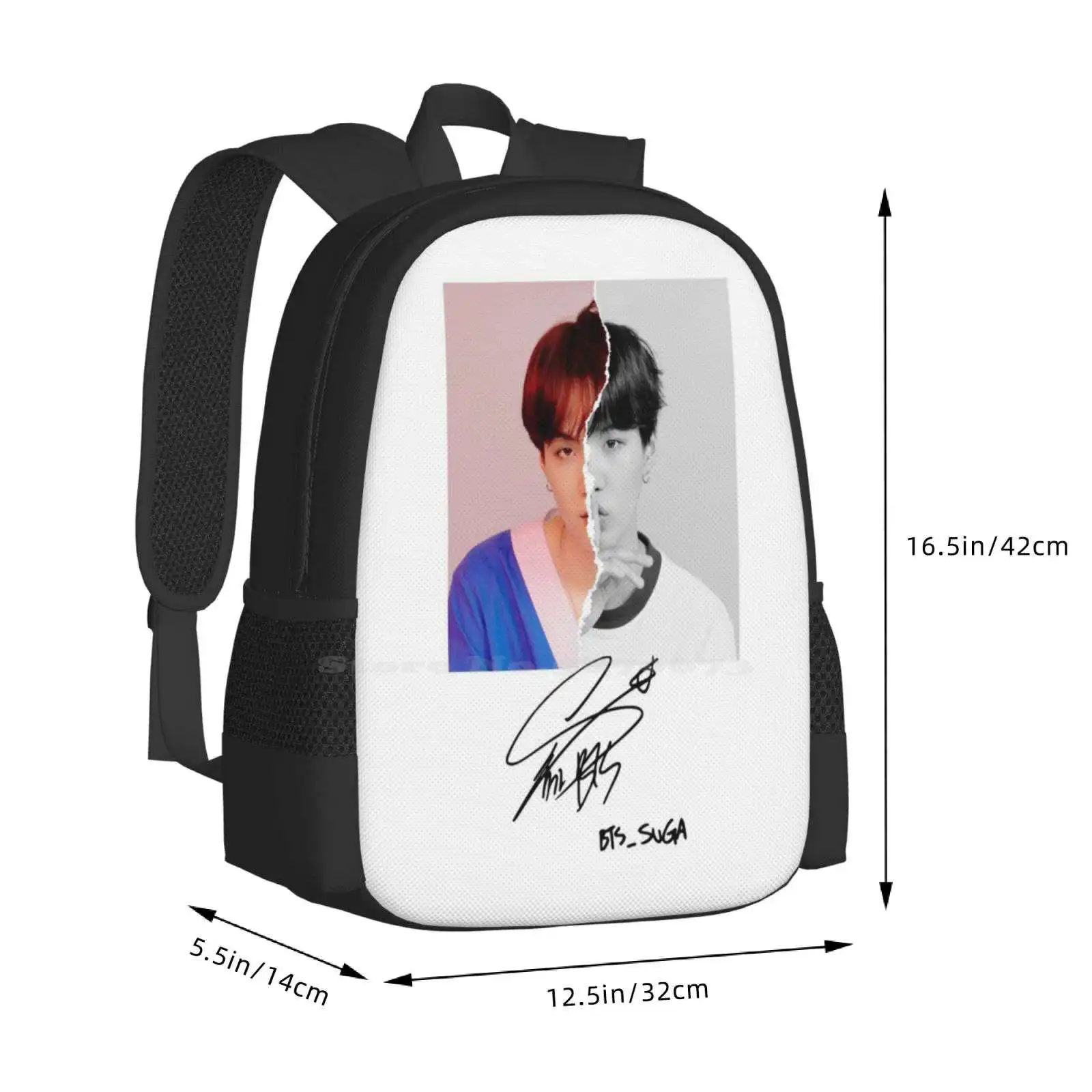 Suga Assinatura Moda Padrão Projeto Mochila, Mochila Escola Laptop Viagem, K-pop Exército Min Yoongi Yoongi Suga, te amo você