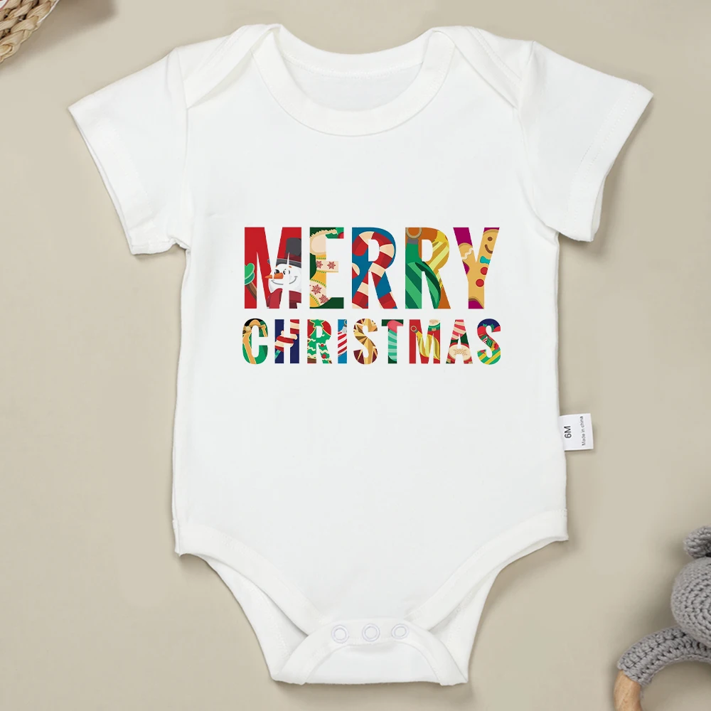 

Merry Christmas Baby Clothes Aesthetic Boy and Girl Onesie Cotton Soft O-neck Newborn Romper Pajamas Home Casual Xmas Body