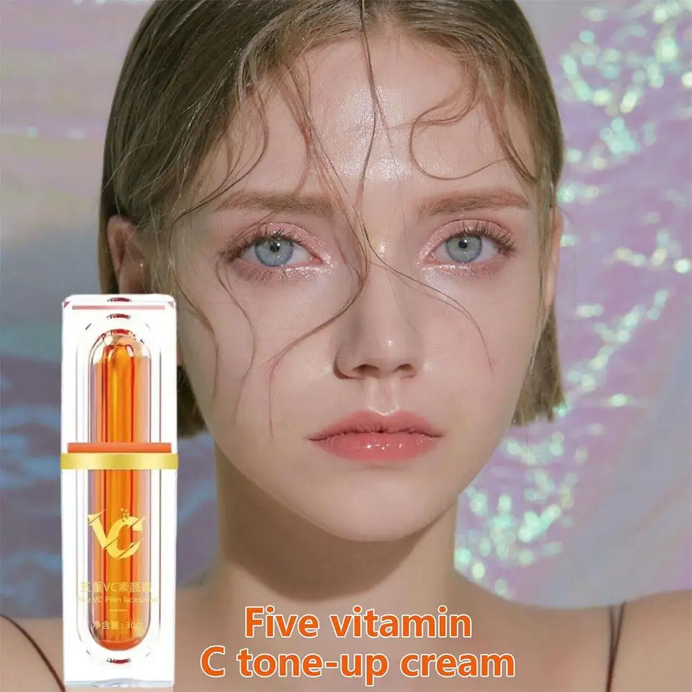 Vitamina C crema viso sbiancante VC Five Tone Up Moisturizer Anti Aging Natural Moisturizing Lazy Makeup Cream cosmetici per la cura della pelle