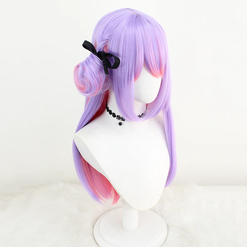 Peluca de Cosplay de Anime VTuber Tokoyami Towa para mujer, peluca sintética resistente al calor de pelo largo morado Lolita, accesorio de Halloween