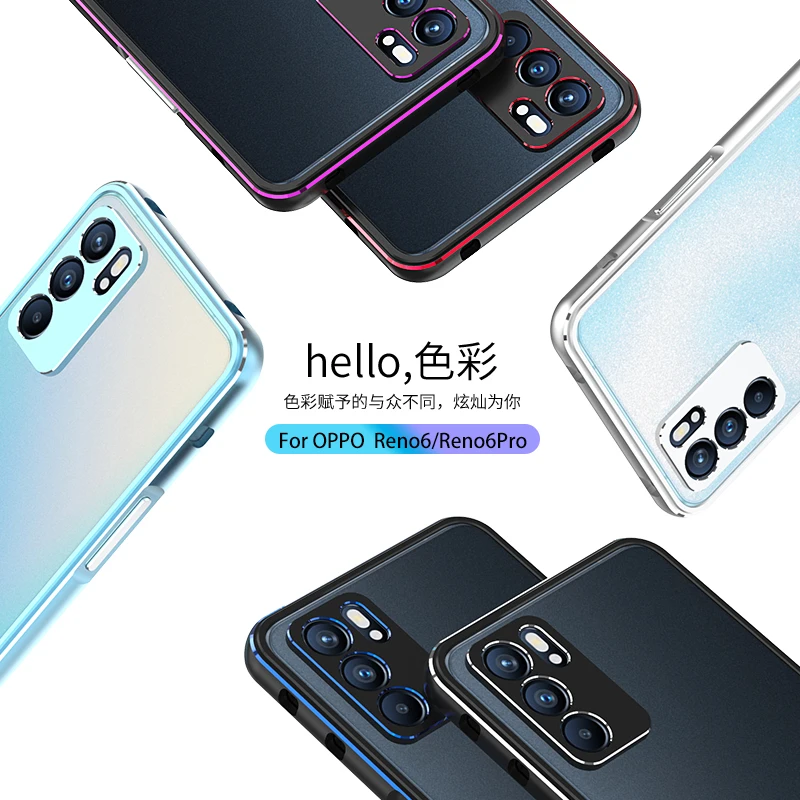OPPO Reno 6 5G CPH2251 Case Aluminum Metal Bumper for Reno6 5G CPH2251 Ultra Thin Metal Cover for Oppo Reno 6 Reno6 5G CPH2251