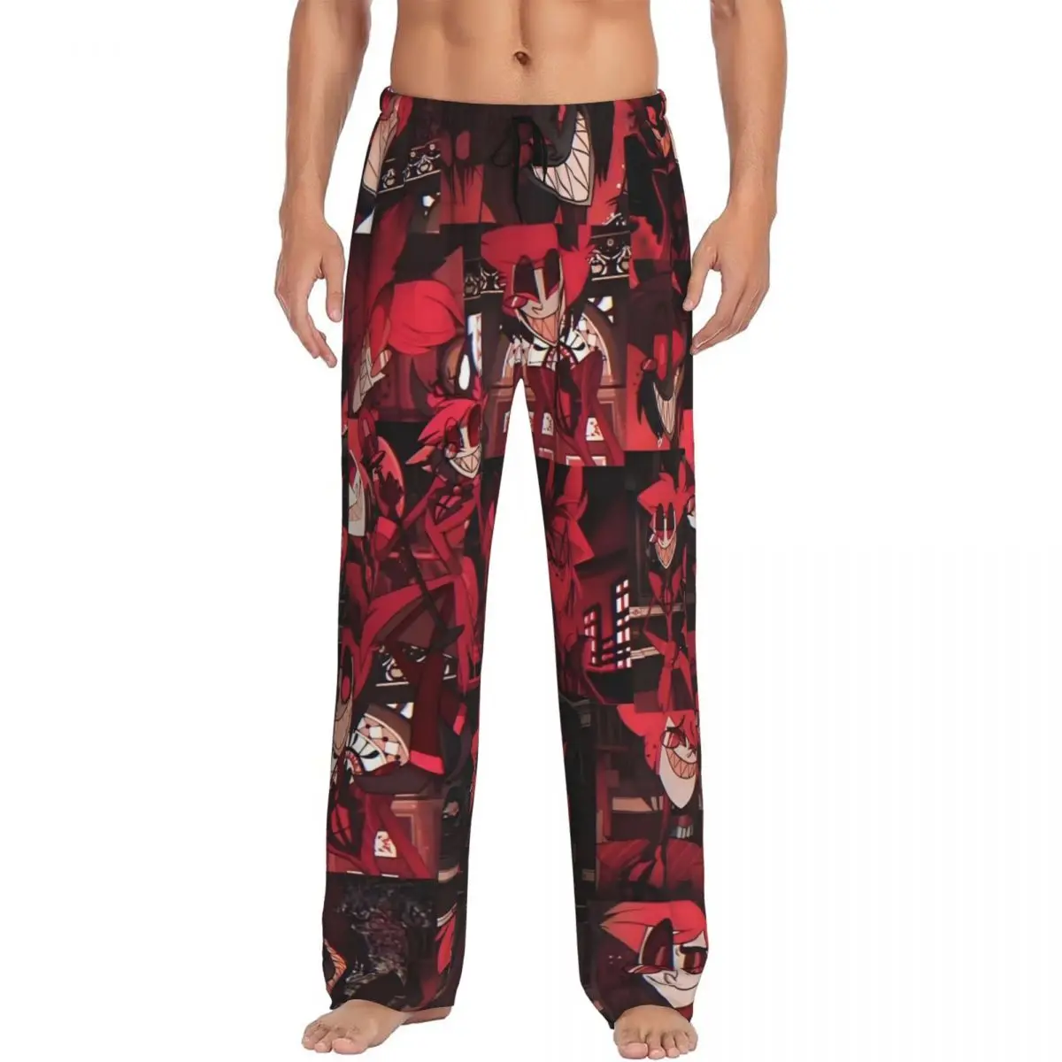 

Custom Hazbins Hotels Pajama Pants Sleepwear for Men Elastic Waistband Cartoon Sleep Lounge Bottoms with Pockets