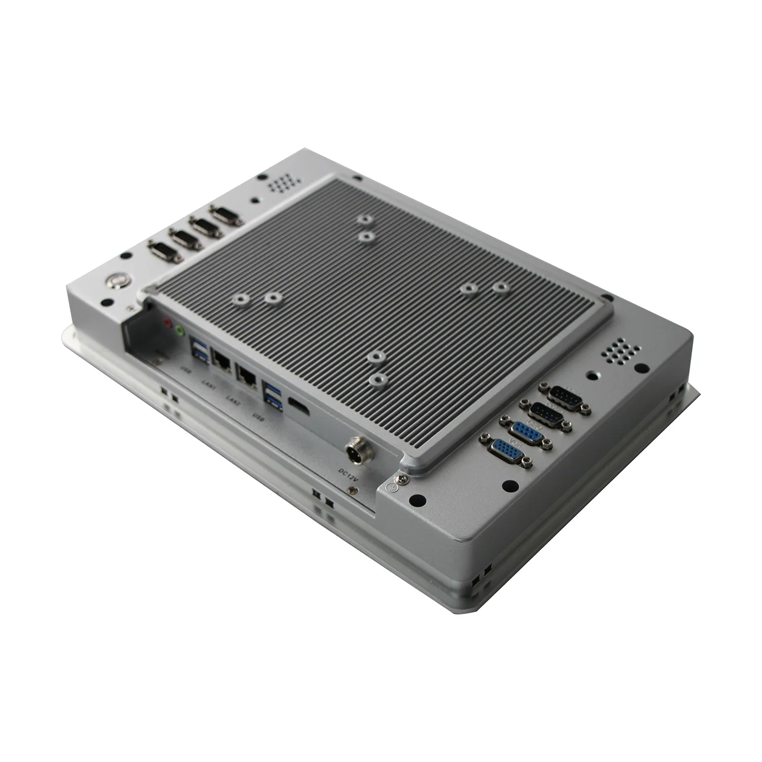 لون فضي عالي الأداء 12 - 21.5 بوصة لوحة صناعية بدون مروحة كمبيوتر شخصي Win7/10/Linux J1900/I3 I5 I7 CPU